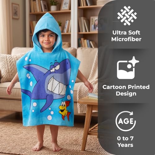 Image of Kids Poncho Towel 300 GSM 120x60 CM, Sky Blue