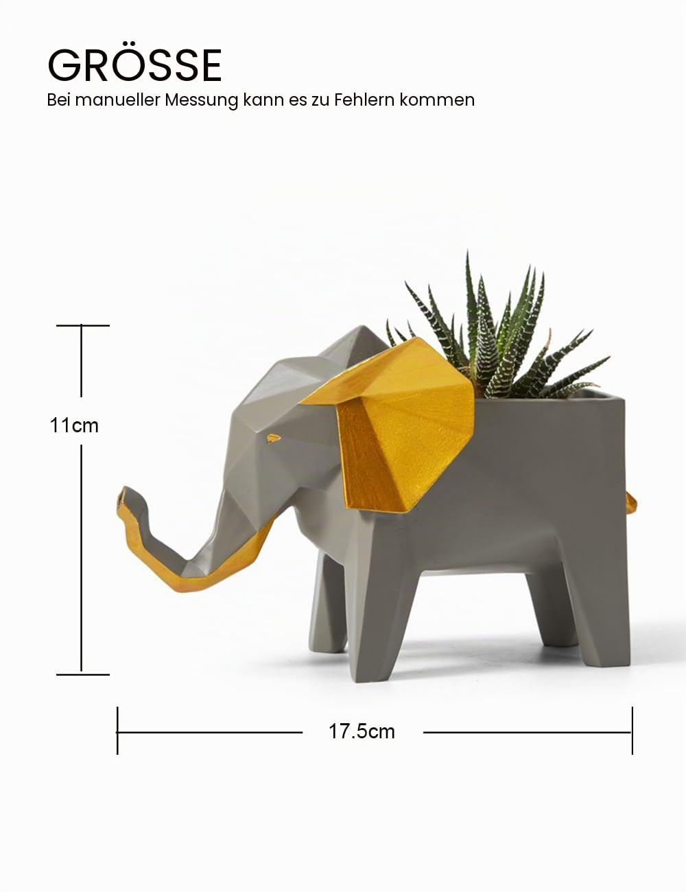 HAUCOZE Elefant Blumentopf Modern Deko Tier Skulptur Garten Statue 17cm