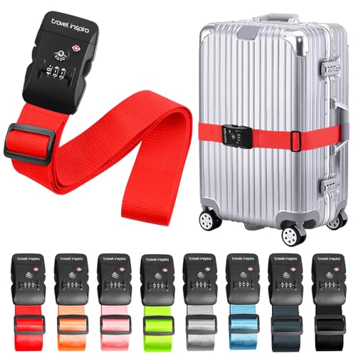 Image of Travel Inspira Luggage Straps for Suitcases with TSA Lock, Protect Your Luggage Anti-Burst, High Visibility Color, Easy to Identify Luggage Adjustable Heavy Duty Belt for 20-28 Inch Suitcases