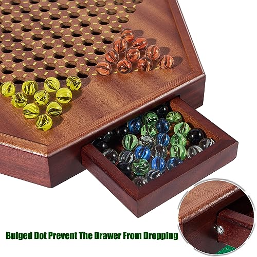 Chinese Checkers juego de madera con canicas coloridas 15" miniatura 4