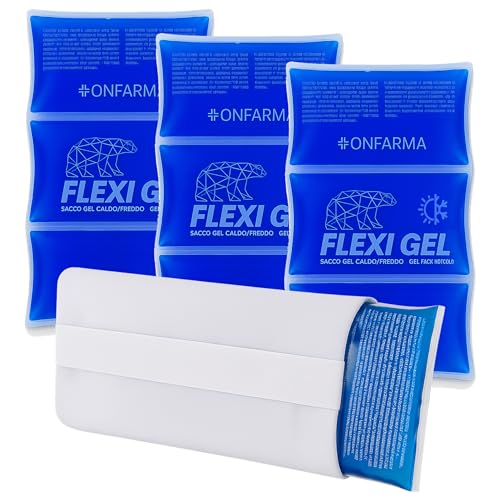 3 SACCHETTI Ghiaccio riutilizzabile gel caldo e freddo + TASCA - Gelatina blu riutilizzabile in frigo freezer o microonde - Ghiaccio in busta - Caldo in busta - Ghiaccio sintetico