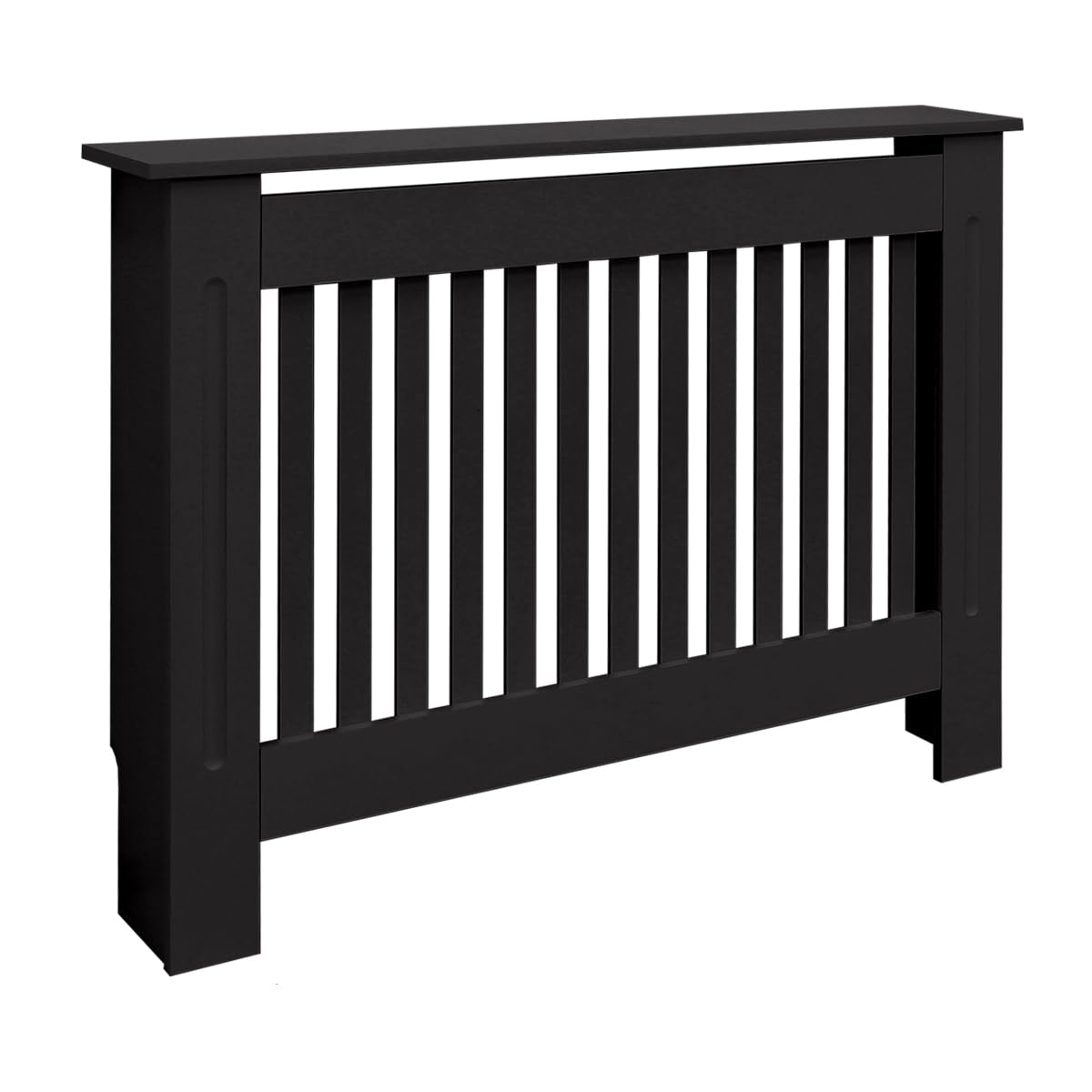 ECD Germany Copritermosifone MDF 112x19x82 cm Rivestimento del Radiatore Verniciato Nero Copertura del Radiatore Stile Casa di Campagna Copricalorifero Coperchio Radiatore in Legno Protezione