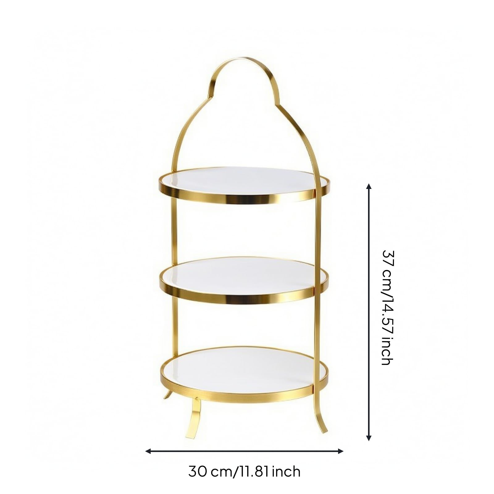 MagiDeal Alzatina a più Piani con Piatti in Ceramica Finitura Espositore Torta in Metallo Elegante Dolci per Tè Pomeridiano, Catering, Ricevimenti, Montatura Rotonda 3-Livelli