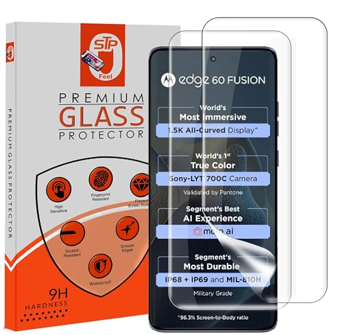 Image of STP FEEL Unbreakable Membrane Screen Protector Guard For Motorola Edge 60 / Edge 60 Pro /Edge 60 Fusion, (Front, Pack of 2) | Hydrogel Membrane Ultra Smooth Touch with Finger Print Support