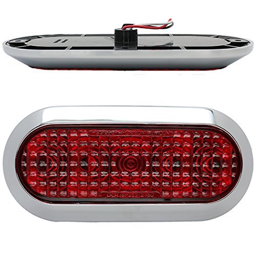 (4) Chrome 6" Oval Red Led Stop Turn Tail Light Surface Mount Trailer Truck Rv Light (Four Lights) #TOP1