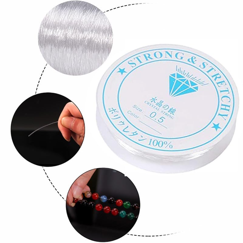 Fil Élastique Transparent Pour Bijoux - 2 Bobines De 4m - Diamètre 1mm - Résistant Pour Bracelets Perles DIY