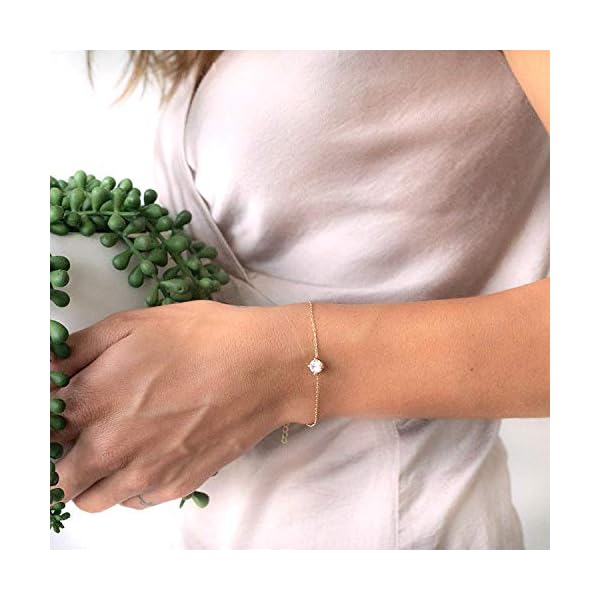 PAVOI 14K Gold Plated Cubic Zirconia Solitaire Diamond Bracelet | Bridesmaid Bracelets | Rose Gold Bracelets for Women