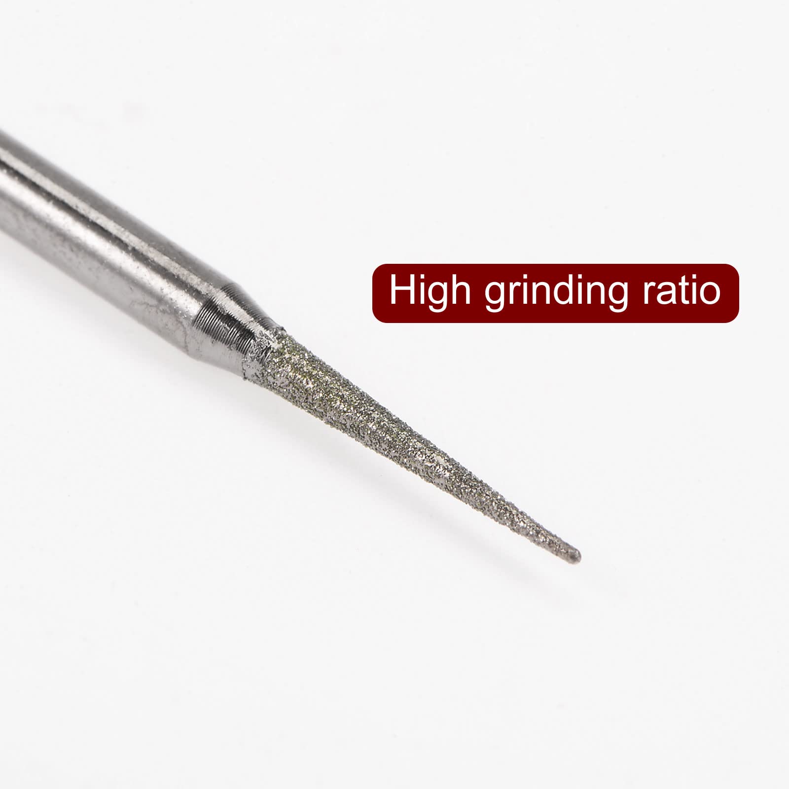 HARFINGTON 30-Pack Diamond Grinding Burrs – 0.6mm Pointed Head, 1/8" Shank For Rotary Tools (Carving, Sharpening, Polishing)