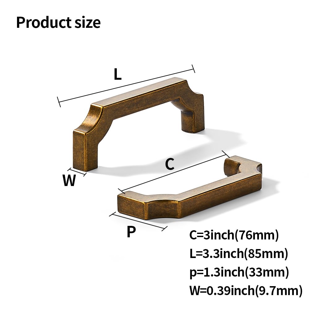KHTUMEWARE-DB346 Antique English Brass Cabinet Pulls CTC 3 in (76 mm) 2-Pack in Antique English Brass — KHTUMEWARE
