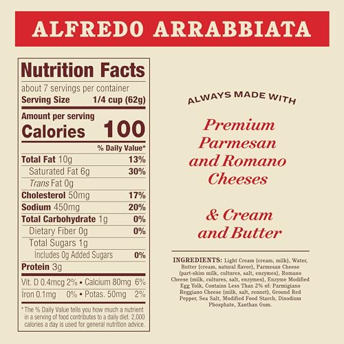 Image of Rao's Homemade Alfredo Arrabbiata Sauce, 15 oz, Pasta Sauce, Premium Quality Blend of Parmesan & Romano Cheese, Rich and Creamy with a Kick of Heat (Pack of 2)