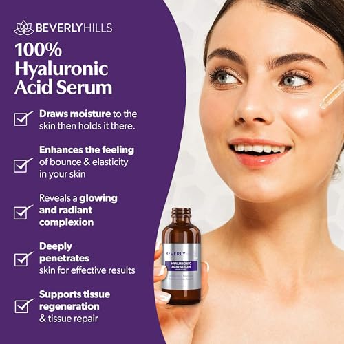 Beverly Hills 100% Pure Hyaluronic Acid Serum for Face for Hydrating Skin and Targeting Wrinkles | Anti Aging Hyaluronic Acid Moisturizer for Intense Hydration | 60mL, 150 Day Supply - Image 3