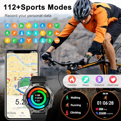 Smart Watch for Men Fitness Tracker: Military Waterproof Make Answer Call Digital Mens Watches Running Smartwatch Android Phone iPhone Samsung Compatible Sleep SpO2 Heart Rate Monitor Step Pedometer - Image 6