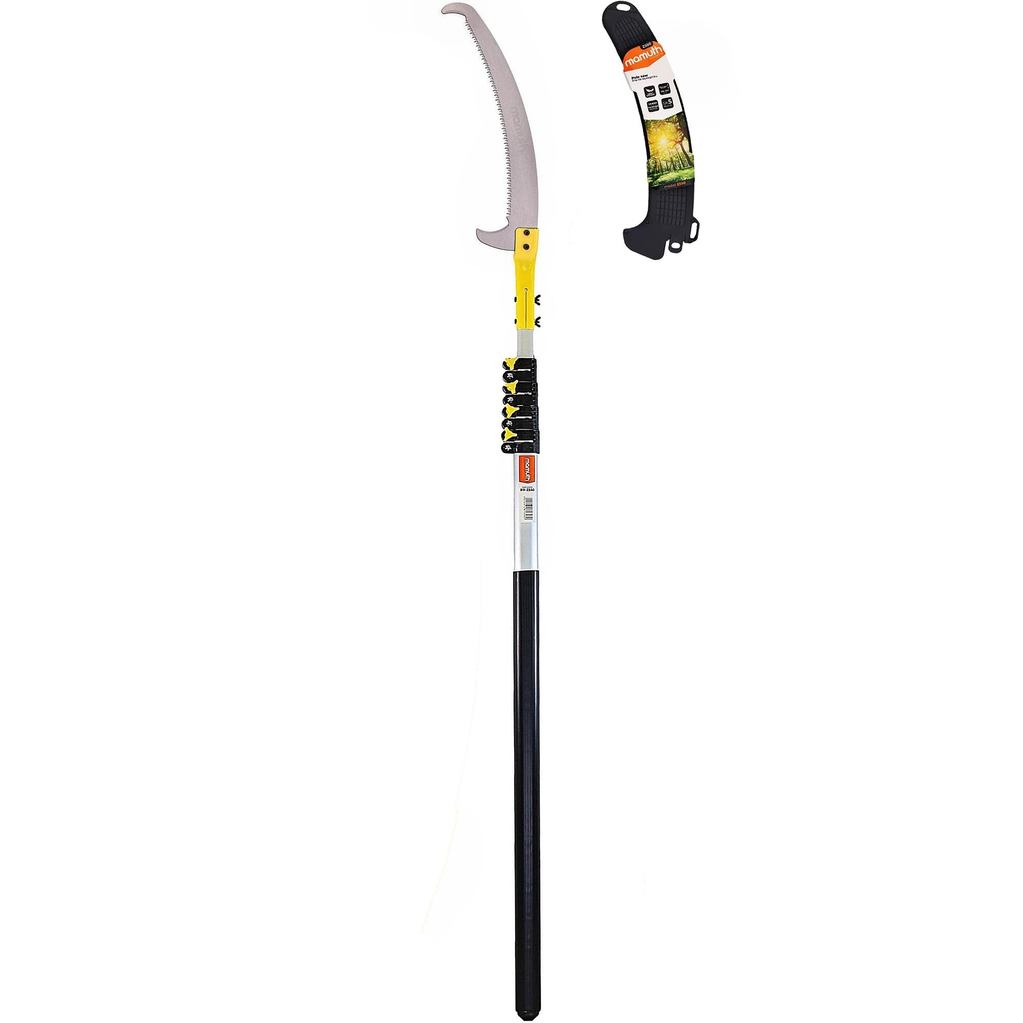 Mamuth Scie d'élagage télescopique de 5,5 m – Scie d'élagage avec tige d'extension, sécateur à main pour branches hautes, scie de jardin extensible, robuste et tranchante pour jardin et sylviculture