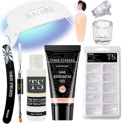 Image of Poly Nail Gel Extension Kit for Builder Gel UV Nail Art Kit, Nail Extension Set (8in1) (needs 2-3 time practice)(SSD KIT) (NUDE, SSD KIT)