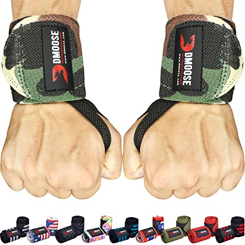 DMoose Fitness Wrist Wraps (IPL Approved) Avoid Injury & Maximize Grip with Thumb Loop, 18