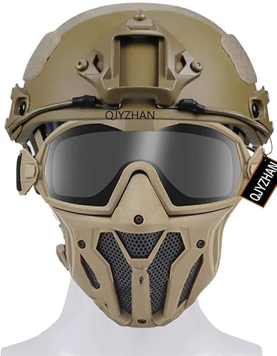 PJ Style Quick Helm Und Airsoft Vollgesichtsmaske Abnehmbare Anti-Fog-Brille Mini-Abluftventilator Mit Wechselobjektiv-Kombi-Set Cover