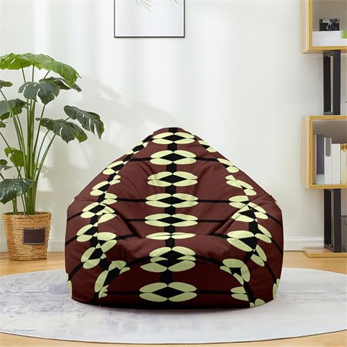 Odot Funda Puff Salon Sin Rellenos, Estampados Geométricos Puff Gamer para Exteriores y Interiores Lavable Poliéster, Bean Bag Sala de Estar, Funda Sofá Perezoso Decoracion (Café,L(90x110cm))