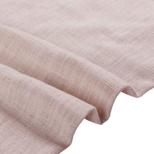 Image of TWOPAGES 34 inch inch W x 45 inch inch L Linen Blend Cafe Curtains for Kitchen Window, Light Filtering Pinch Pleated Tier Curtains, Modern Farmhouse Half Window Curtains for Small Window, Pink Lemonade, 2 Panels