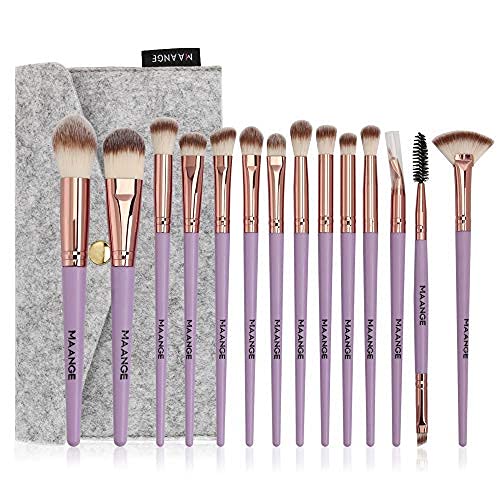 LELEGO Lot de 14 pinceaux de maquillage synthétiques de qualité supérieure pour fond de teint, poudre, fard à paupières, avec trousse de maquillage pour femmes et filles (n° 2) Cover