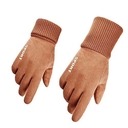 NXACETN 1 paire de gants de cyclisme en daim pour homme et femme - Gants d'hiver unisexes pour écran tactile - Gants chauds et côtelés - Marron Cover