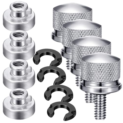Therwen 8 Pcs Seat Bolt Screw Nut Kit Fender Seat Nut Kit 1/4-20 Thread Compatible with Harley-Davidson Sportster Compatible with Softail Touring Dyna (Silver)