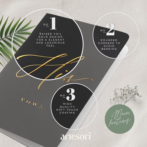 ARTESORI-Wedding-Vow-Book-for-Her-Him-Soft-Touch-Gold-Foil-Engraving-28-Lined-Pages-Wedding-Vow-Books-His-and-Hers-Wedding-Essentials-Wedding-Registry-Ideas-His-and-Hers-Gifts-Ivory-Black ARTESORI Wedding Vow Book for Her Him Soft Touch Gold Foil Engraving 28 Lined Pages Wedding Vow Books His and Hers Wedding Essentials Wedding Registry Ideas His and Hers Gifts Ivory Black