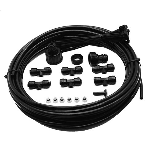 Ferrestock FSKNEB002 Kit para Sistema de nebulización de 15m de Longitud, 9 boquillas de latón, 9 Enlaces T y Adaptador 1/2