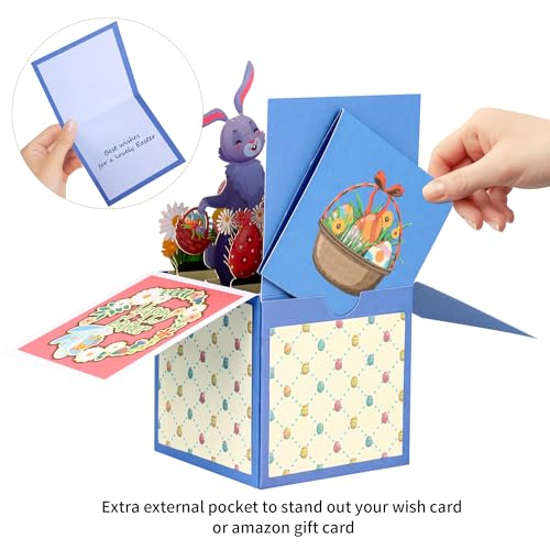 Œufs de Pâques carte de lapin en relief 3D avec pochette de correspondance