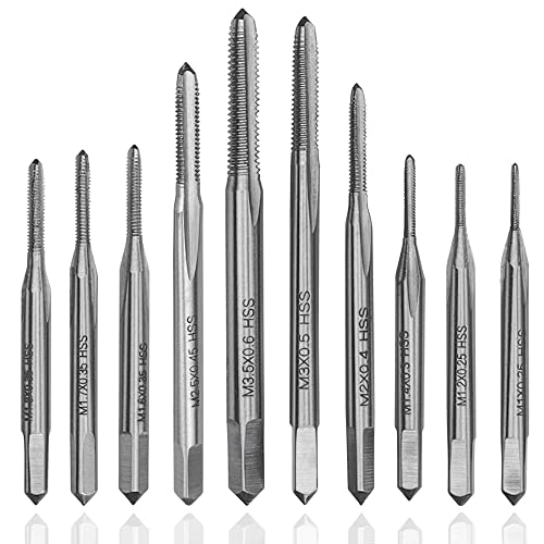 Mesee Jeu de 10pcs Mini Tarauds Métriques HSS, Tarauds Machine M1-M3.5 Outil de Filetage Taraudage Micro-tarauds à Tarauder pour Horloge Montre Bricolage