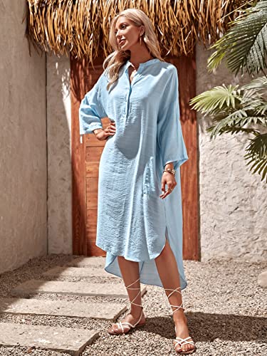 tops femininos Mulheres (Color : Baby Blue, Size : XS)