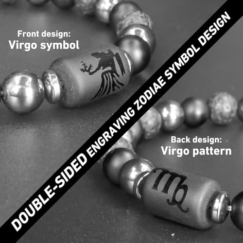Zodiac Sign Bracelet for Men & Women – Matte Lava Hematite Stone Beads, 12 Constellation Lucky Charm Jewelry for Positive Energy & Protection Against Bad Luck3