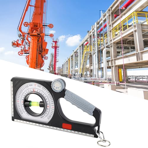 Image of Pitch Gauge Roofing, Dual-Scale Rotary Pitch Finder with Thumb Dial, Multifunction Tool, Multi-Function Slope Gauge Constructing Engineering 130 Angle Finder with Carabiner