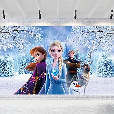 Happy Birthday Backdrop for Girls 5X3ft Winter Elsa Princess Photography Background Party Supplies Baby Shower Ice Snow Castle 1st Birthday Photography Backdrops Cover
