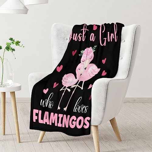 Flamingo Blanket Gifts - 50x60 Inches Cute Throw for Women & Girls - Black Soft Fuzzy Blankets for Bed, Couch & Living Room