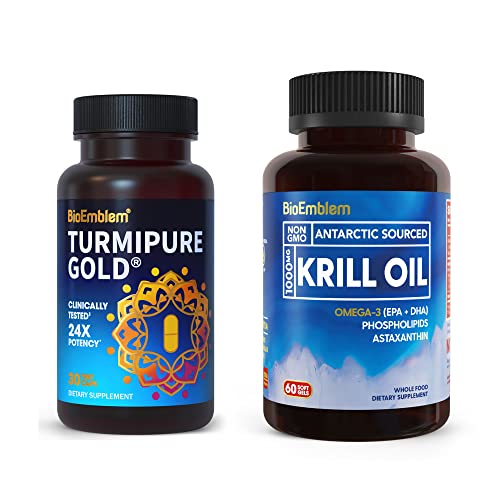 Bioemblem Antarctic Krill Oil Supplement Turmeric Curcumin With Clinically Studied Turmipure #TOP26