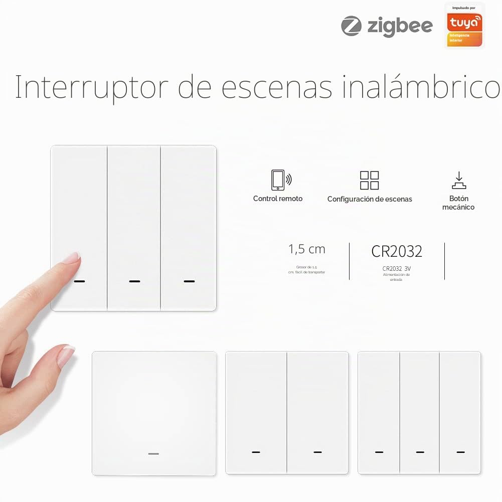 Interruptor inalámbrico MOES Tuya ZigBee, Interruptor Transmisor a Través de TUYA/Smart Life, Escenario de Automatización del hogar inteligente, 3 Gang