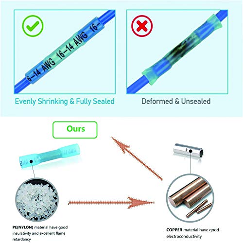 Dingyuan 110Pcs Wire Connectors Kits - Marine Grade Heat Shrink Butt Connectors Insulated Waterproof Electrical Connectors For Boat Truck Stereo Joint Cripm Terminals #TOP3