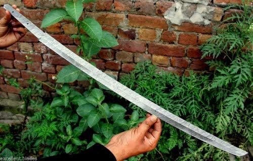 Damascus Steel Blank Blade Custom Handmade 28" Damascus Katana Sword Blank Blade for knife making