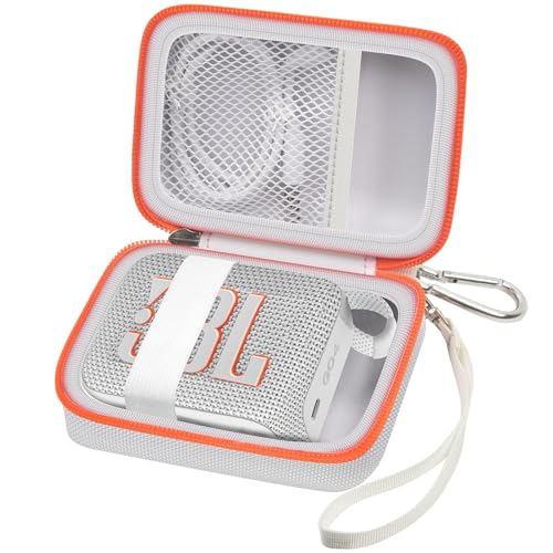 Carrying Case Compatible with JBL Go 4 - Portable Bluetooth Speaker Box Pro Sound, Also for Go 3/Go3 Eco/Go2 Waterproof Mini Wireless Speakers - White