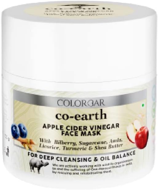 ColorbarCo-earth Apple Cider Vinegar Face Mask 100g I Clay Mask I goodness of Apple Cider Vinegar and Turmeric oil I Unclog blocked pores and prevent breakouts I Provide flawless Skin