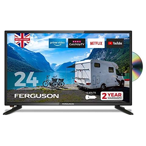 Ferguson 12 volt F2420RTSF-12v 24 inch Smart LED TV/DVD Download Apps Netflix, Black Cover
