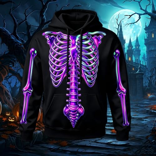 Hoodies for Men Halloween Spooky Castle Pumpkin Hoodie Y2k Casual Long Sleeve Pullover Streetwear Sweatshirt 2026 Black - image 2