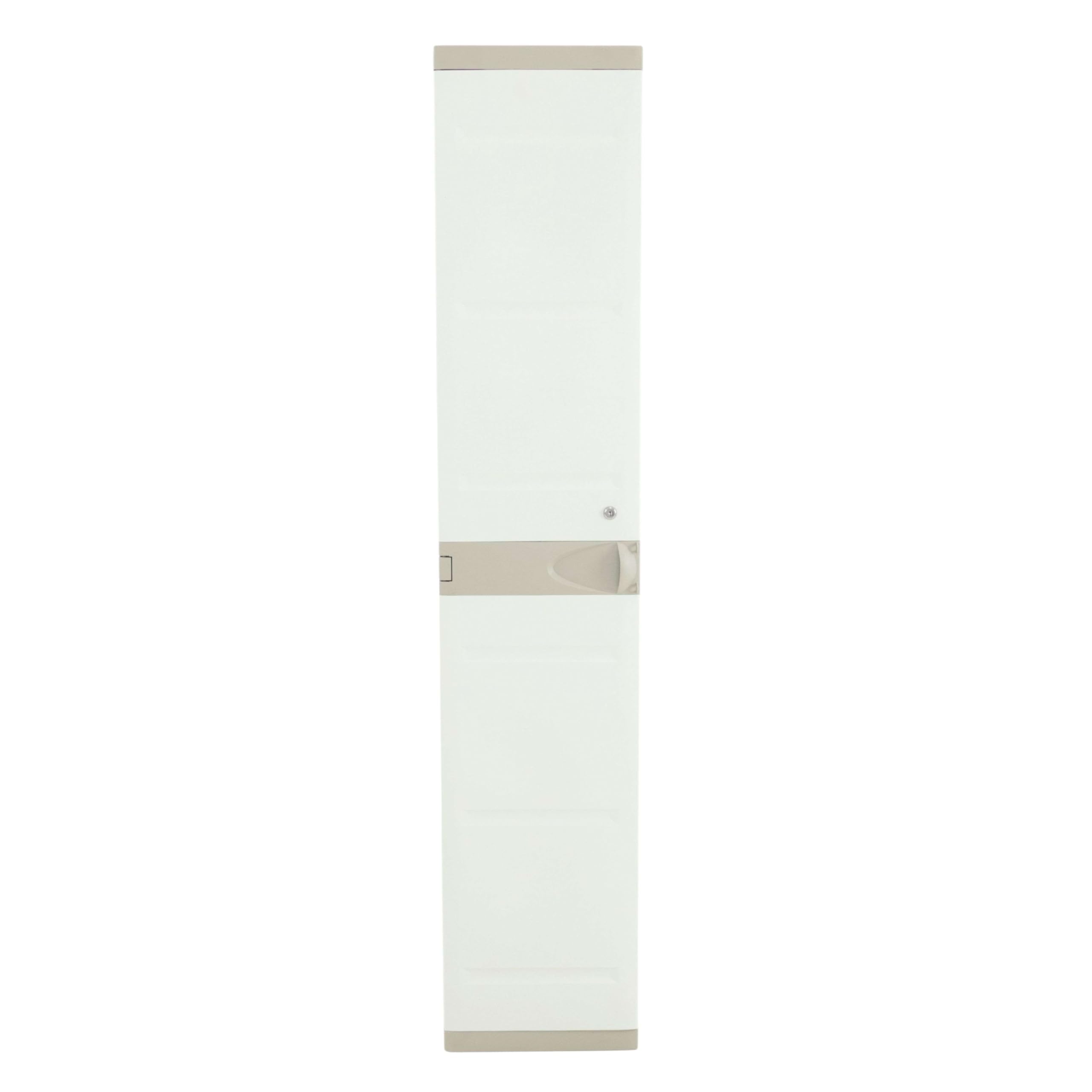 Miroytengo Armario Taquilla de Resina Titanium, Armario Alto de Jardín 1 Puerta 2 Baldas Beige 35x176x41 cm