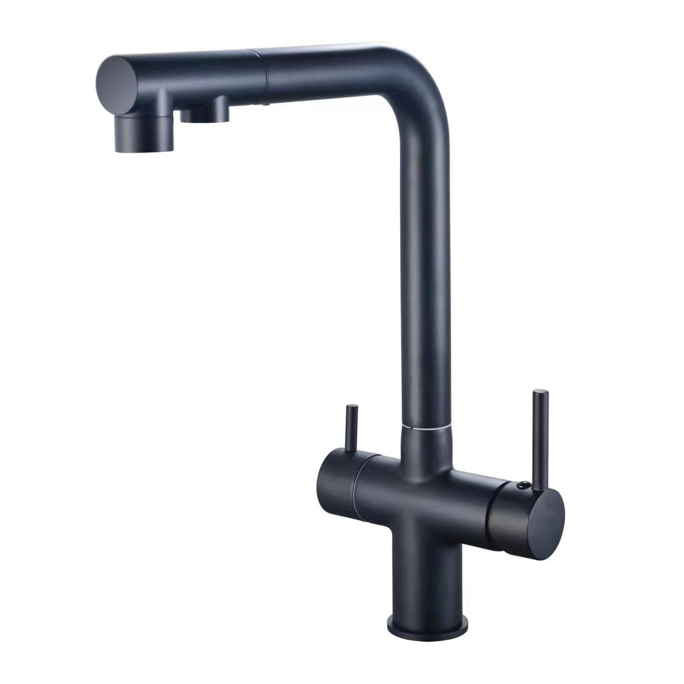 3Way Kitchen 360° Swivel 3In1 Mixer Tap with Water Filter Stylish Black Kitchen Dual Functionality for Home and Commercial Use,Noir