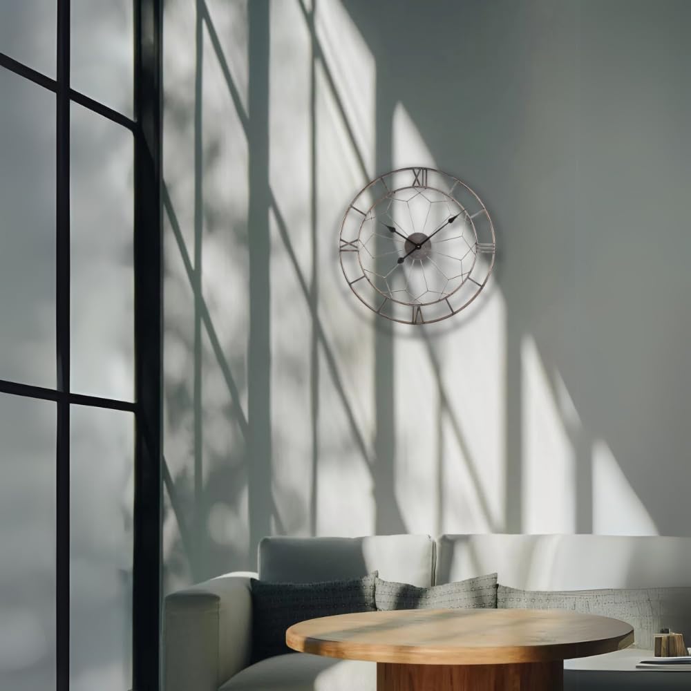Garden Mile Horloge murale ronde de 60 cm avec chiffres romains pour intérieur et extérieur, grande horloge murale de jardin avec horloges de jardin, horloges de cuisine étanches pour salon