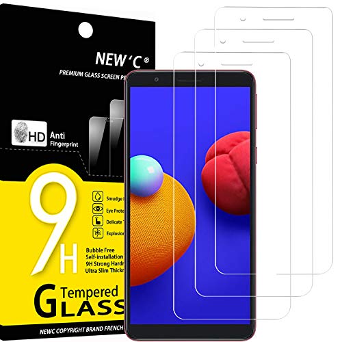 NEW'C Lot de 3, Verre Trempé pour Samsung Galaxy A01 Core, M01 Core, Film en Protection écran efficace contre les Rayures - sans Bulles - Ultra Résistant...
