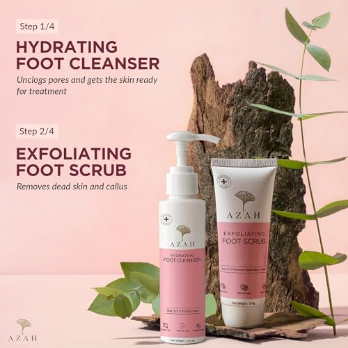 Image of Azah Foot Glow Kit Pedicure Kit for Women for Foot | 2% Salicylic Acid | Foot Scrubber for Dead Skin | Cleanse & Hydrate | Foot De-Tan Cream | Foot Cream for Cracked Heels | Feet Dead Skin Remover