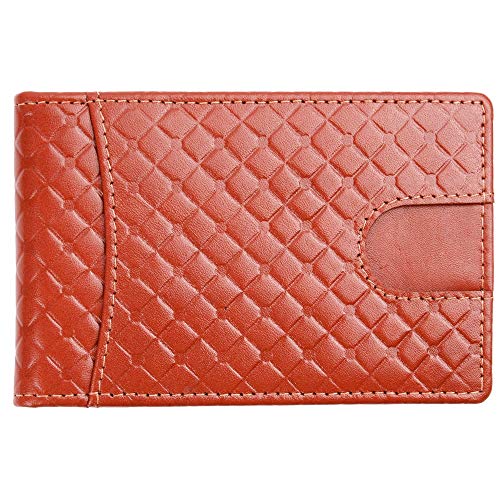 Image of Brooklyn Bridge Genuine Leather Money Clip Wallet for Men Diamond VT Brown - Slim RFID Protected Wallet with Cash Clip & Multiple Card Slots, Smart Front Pocket Design, Stylish Gift for Men