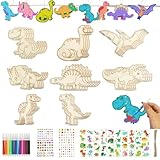 Moosono 88 Stück Dinosaurier Holz Bastelsets für Kinder, Dino Geburtstag Basteln Kinder ab 4 5 6 7 8 9 Jahre, Kindergeburtstag Basteln DIY Holzbastelsets für Jungen Mädchen