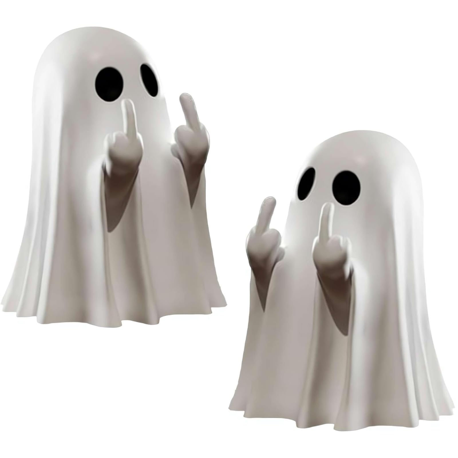 Qylazune 2 Pcs Halloween Middle Finger Ghost Ghost Decorations Spooky Funny Table Ornament for Prank Party, Unique Haunted House Decor, Eye Catching Gift for Teens and Adults Halloween Humor Prop